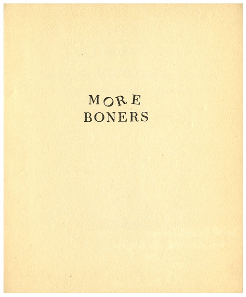 Dr. Seuss Signed First Edition, First Printing of His Adult Humor Book, ''More Boners'' in Original Dust Jacket -- Inscribed to Author-Psychoanalyst Arnold Rogow